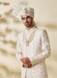 Off White Embroidered Wedding Wear Sherwani For Men